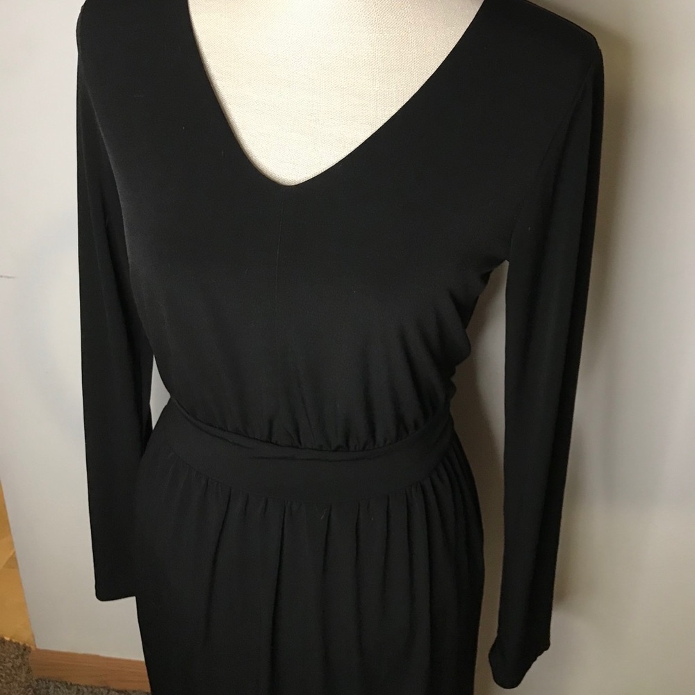 long sleeved v neck dress